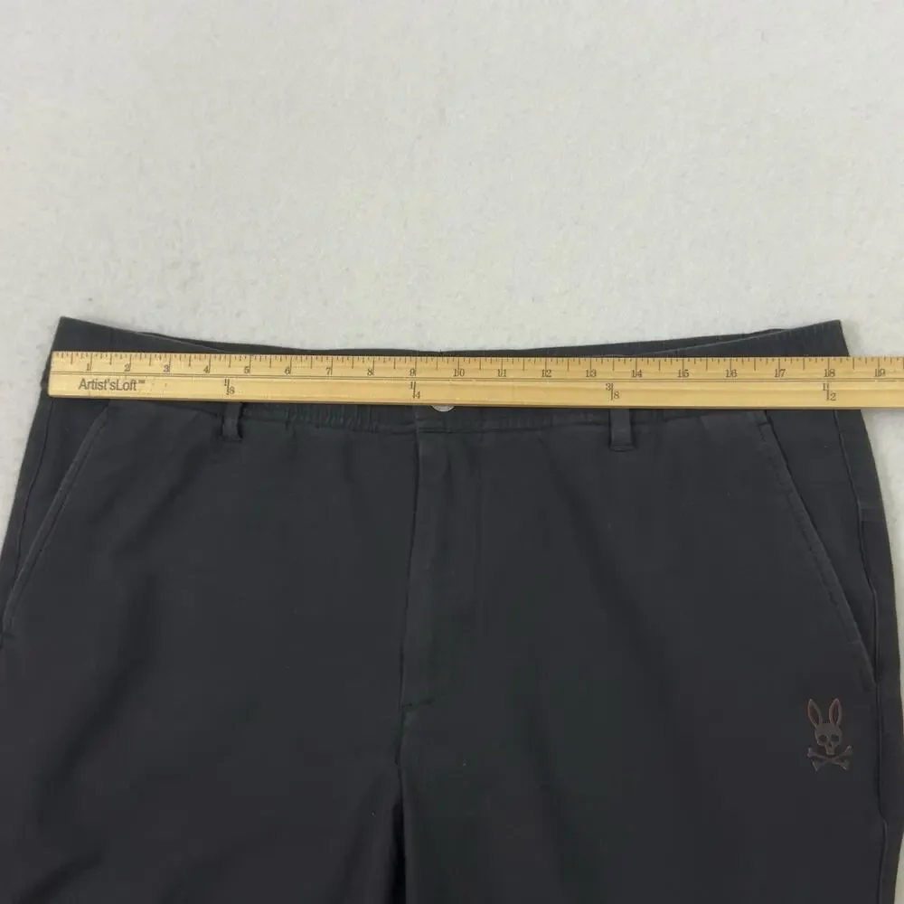 Psycho Bunny Tech Jogger Mens Large Black Nylon Cotton Stretch Golf Casual